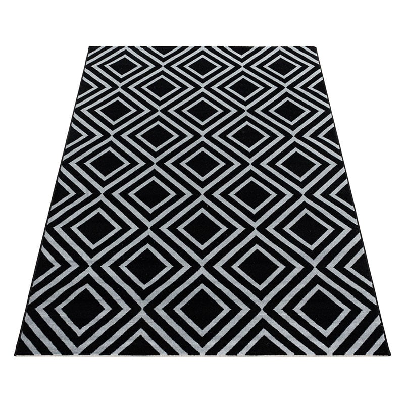 Modern floor rug - Streaky Square Black