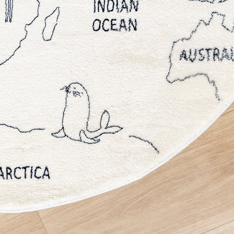 Round Kids Rug - Globe Cream