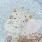 Round children's floor rug - Lucy Giraffe Blue