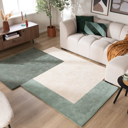 Wool Abstract Rug – Jules Creme/Green