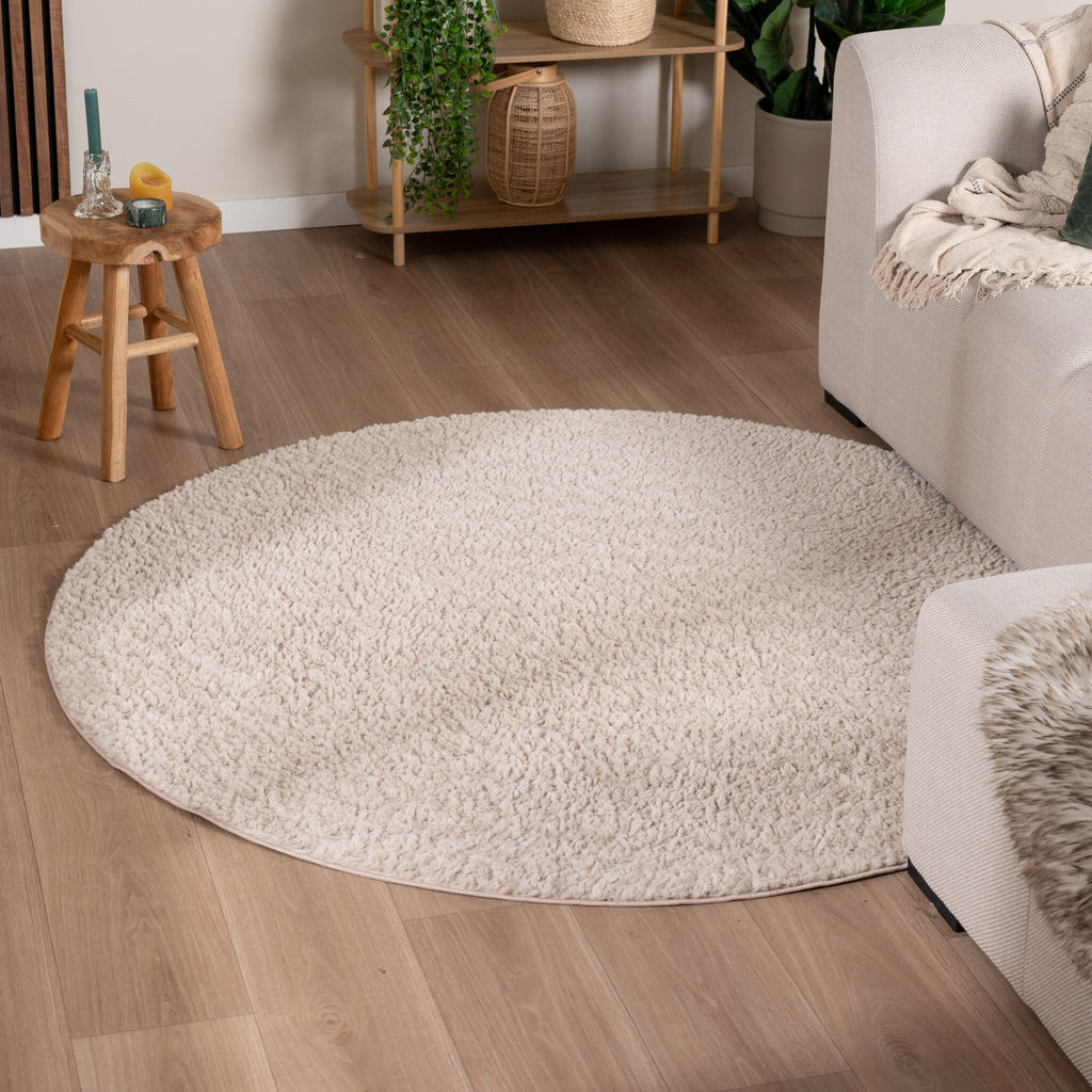 Round Fluffy Rug – Bobby Cream