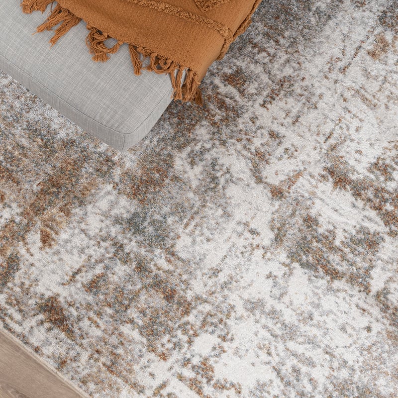 Washable Abstract Rug - Misha Grunge Cream/Brown