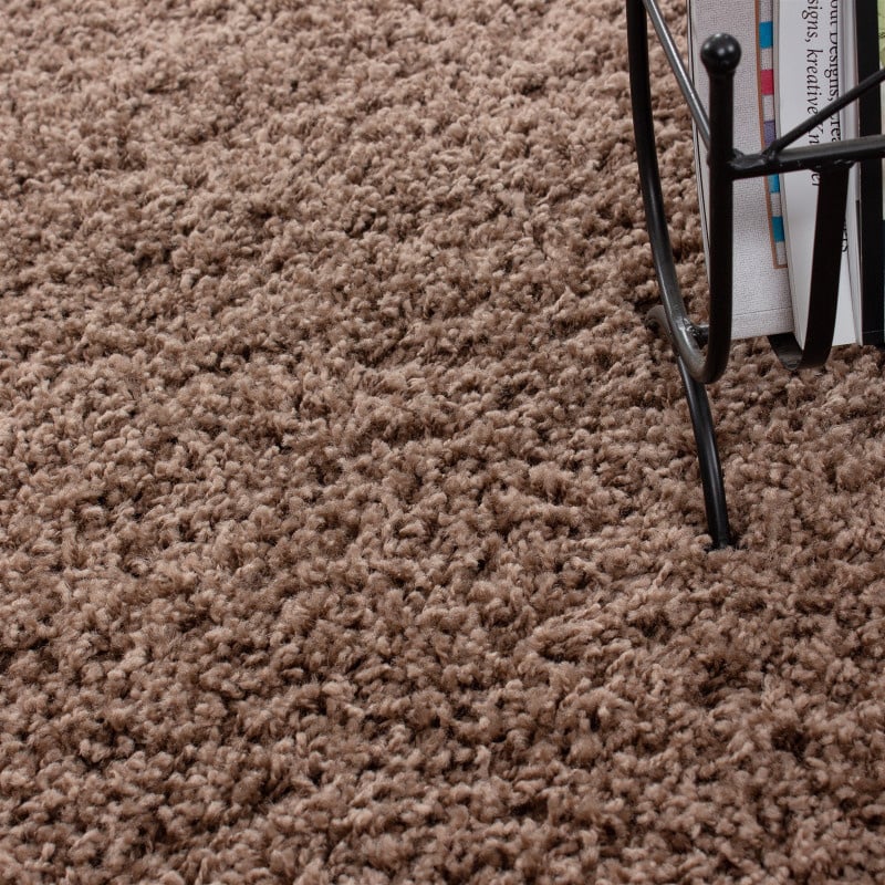 Round High-Pile Floor Rug - Life Mocha