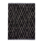 Berber floor rug - Aisho Zigzag Black