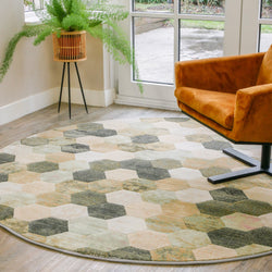 Round modern floor rug - Amado Green 6444