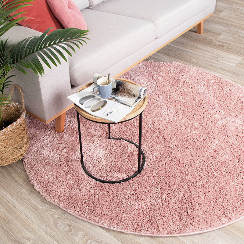 Round High Pile Rug - Lofty Pink
