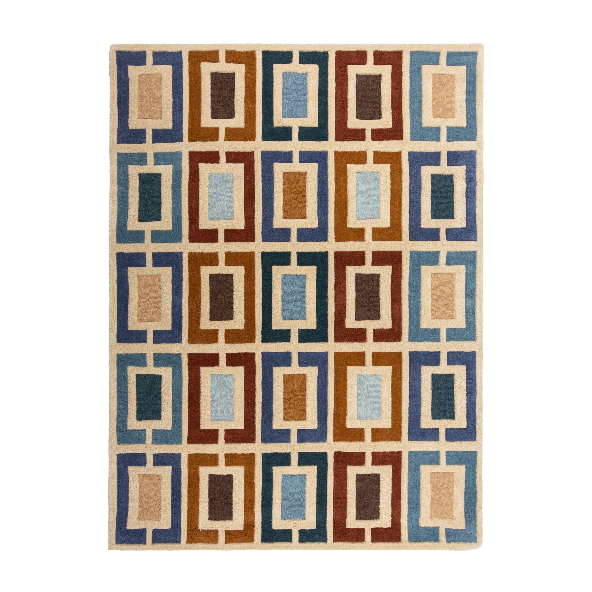 Retro floor rug - Ryano Blocks Blue/Multicolor