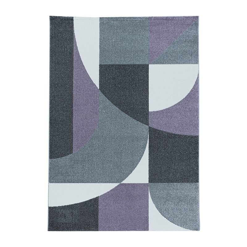 Retro Floor Rug - Stencil Forms Purple/Grey