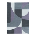 Retro Floor Rug - Stencil Forms Purple/Grey
