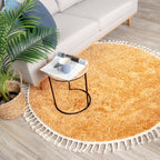 Round High Pile Rug - Lofty Fringe Yellow