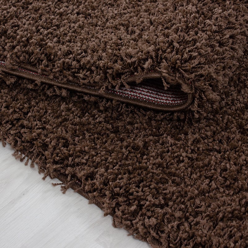 Round High-Pile Floor Rug - Sade Brown