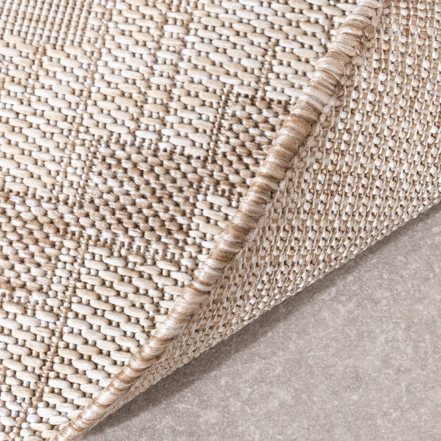 Round Jute Outdoor Rug - Atlas Diamond Brown/Cream
