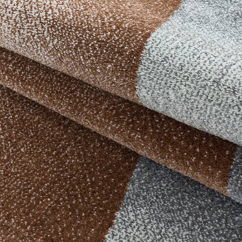Low Pile Floor Rug - Smoothly Design Brown/Grey