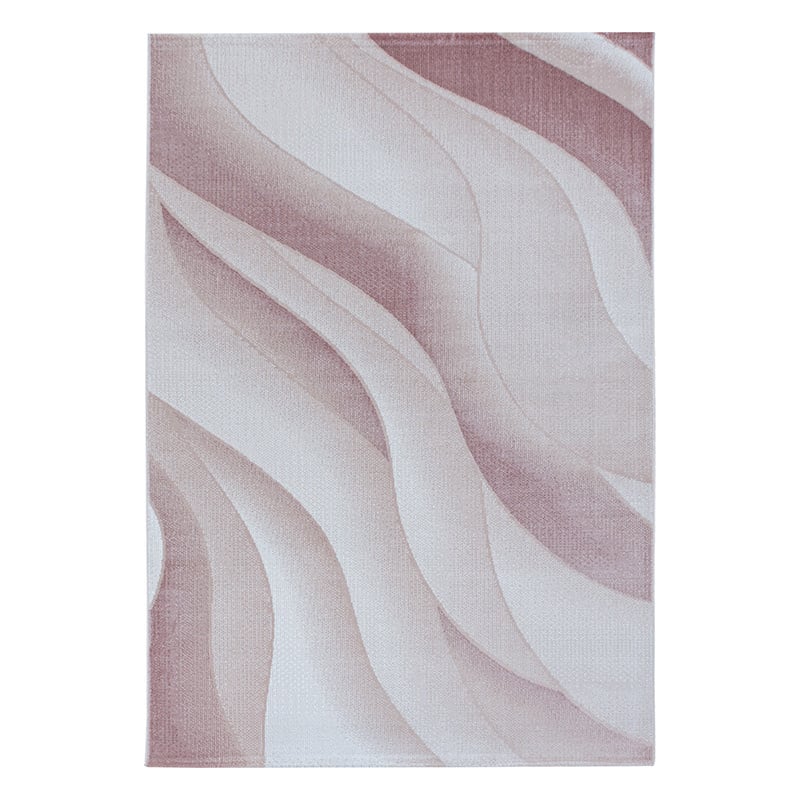 Modern floor rug - Streaky Waves Pink/Cream