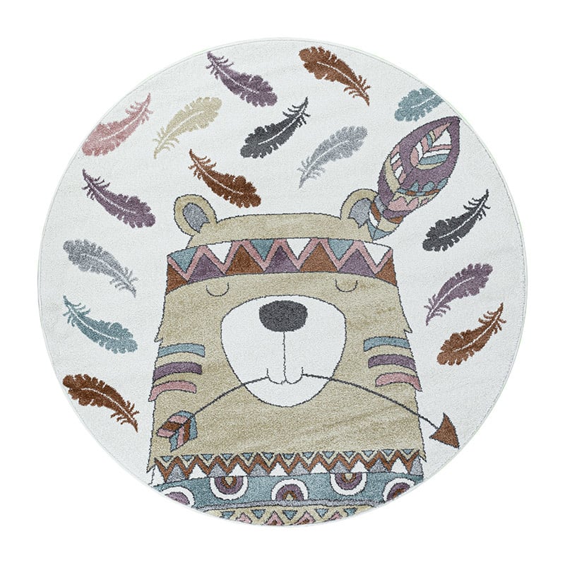 Round children's floor rug - Fleurtje Bear Yellow