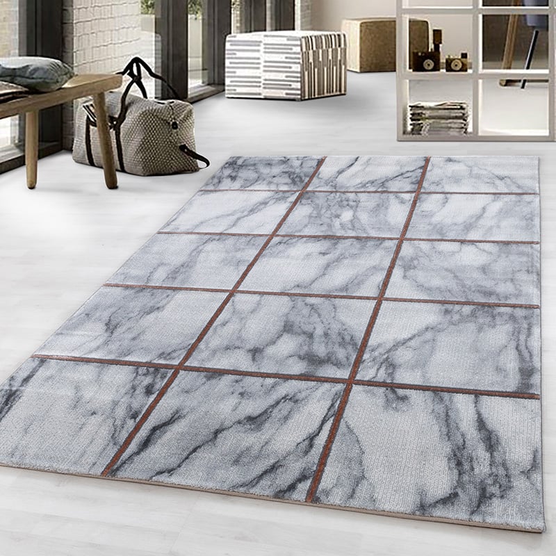 Modern floor rug - Marble Box Grey/Brown
