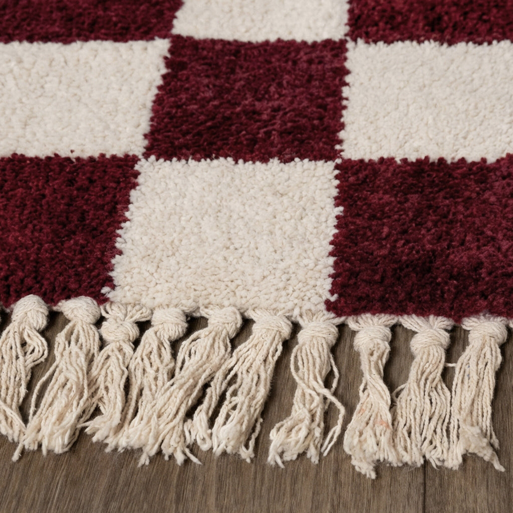 Checkerboard rug - Blox Fringe Red