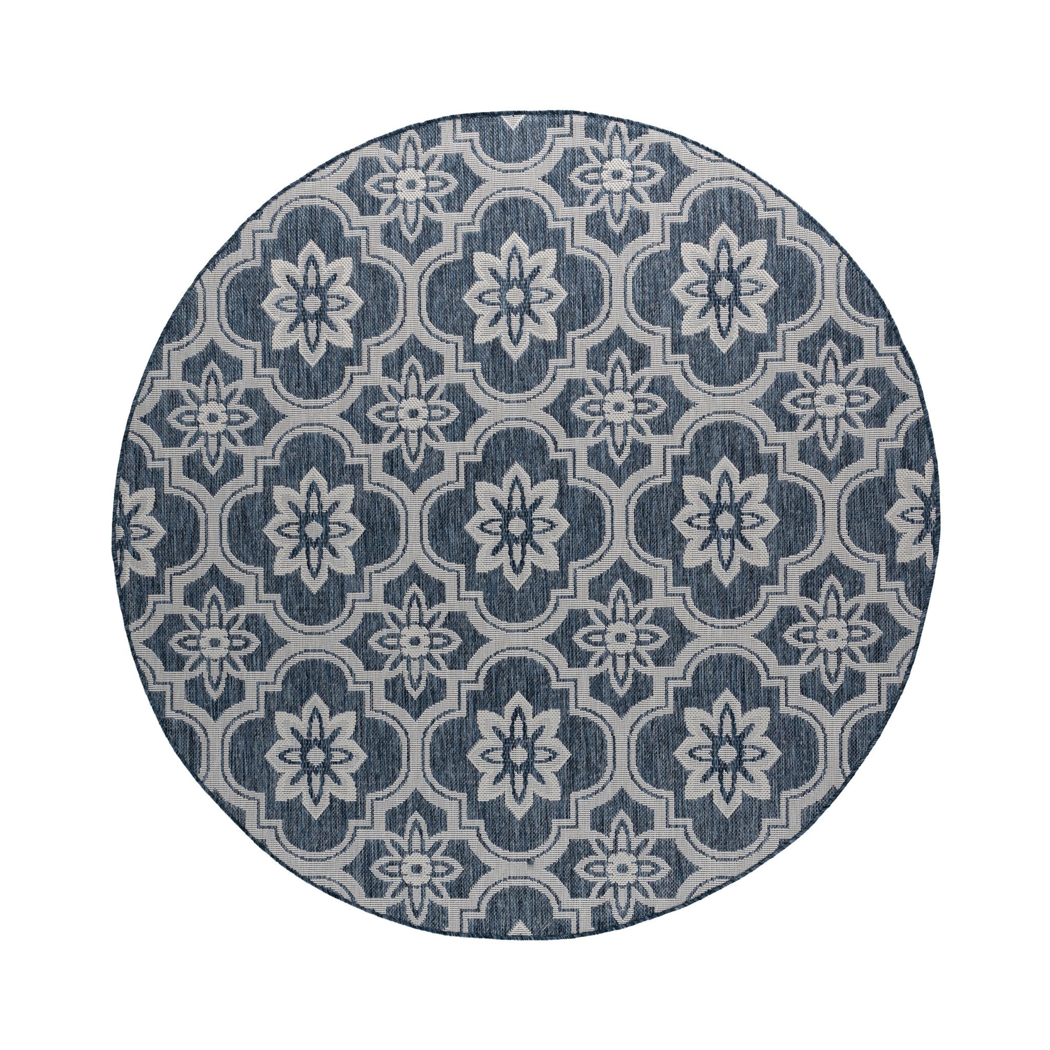 Round Outdoor Rug – Rio Flower Blue