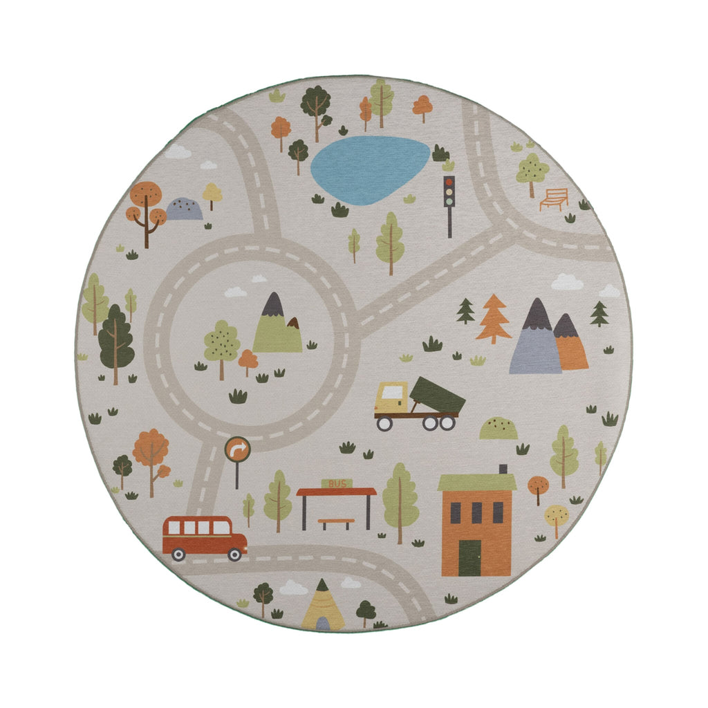 Round Play Rug Car - Rocky Ride Grey