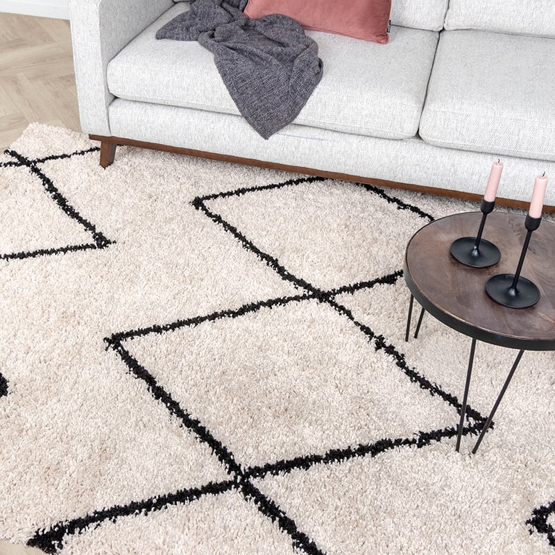 High-Pile Rug - Sensa Square Cream/Black