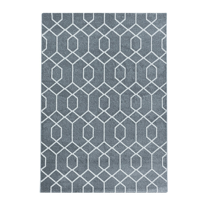 Retro floor rug - Stencil Pattern Grey/White
