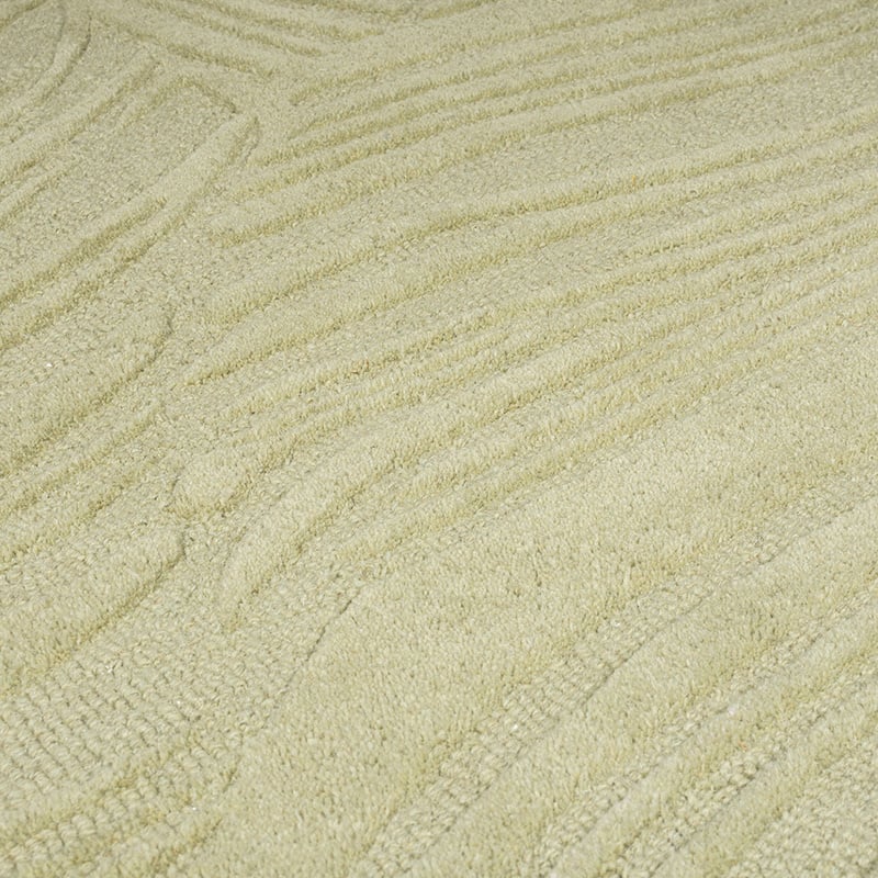 Round modern floor rug - Solacio Leaves Olive Green