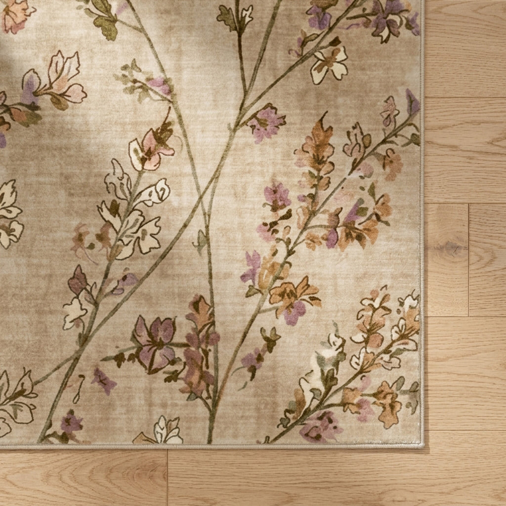 Washable rug - Misty Floral Cream