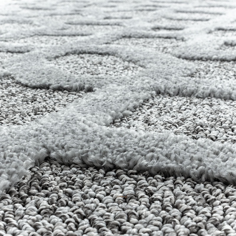 Round Scandinavian Floor Rug - Pitea Tile Grey