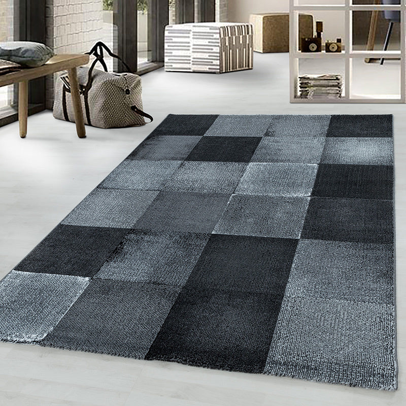 Modern floor rug - Streaky Box Black/Grey