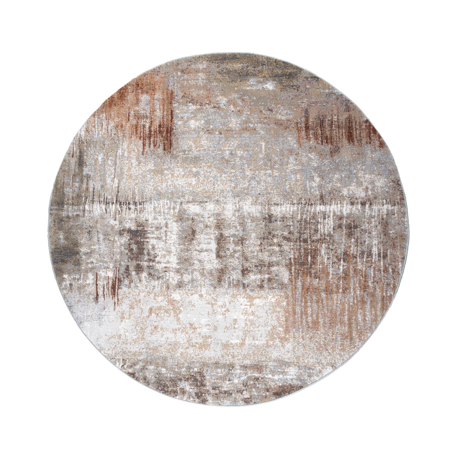 Round Abstract Rug - Xavier Brush Taupe/Red