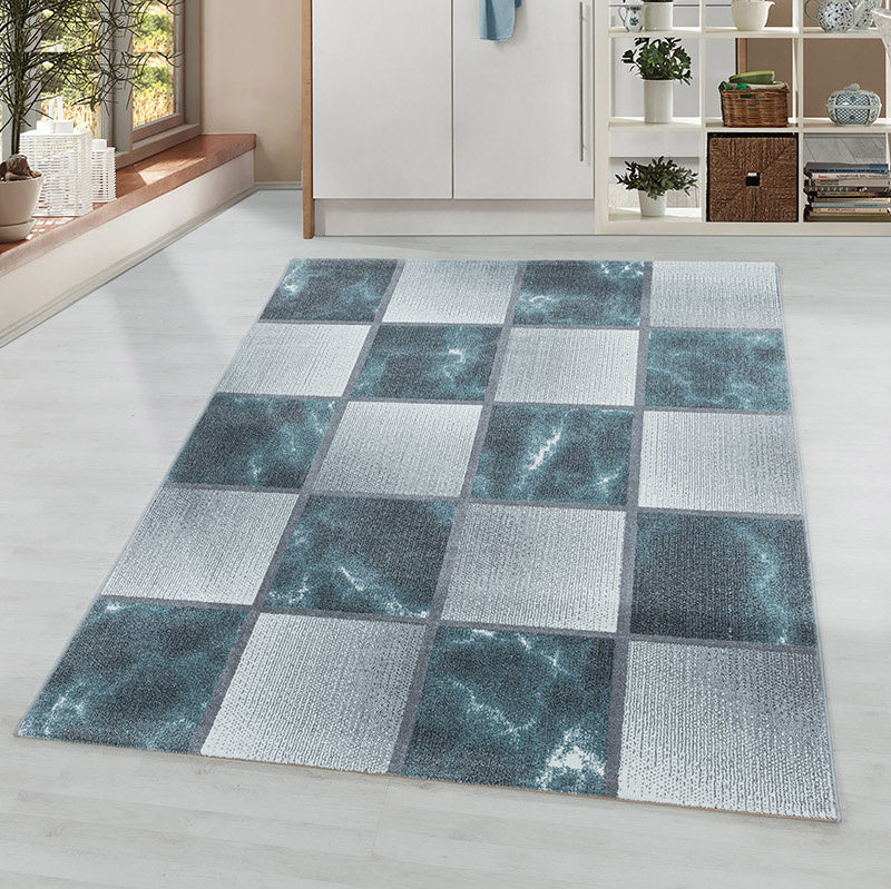 Modern floor rug - Optimism Box Blue/Grey