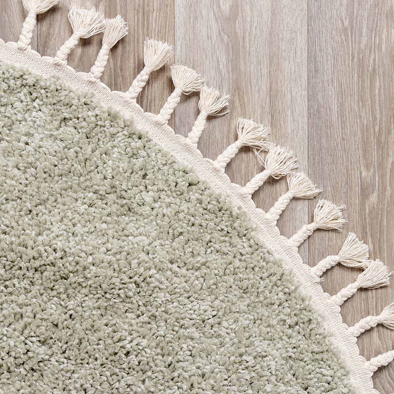 Round High Pile Rug - Lofty Fringe Mint