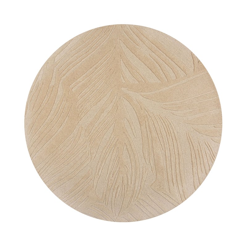 Round modern floor rug - Solacio Leaves Beige