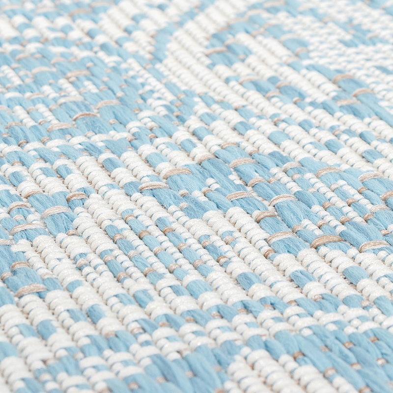 Round Outdoor Rug - Summer Oriental Light Blue