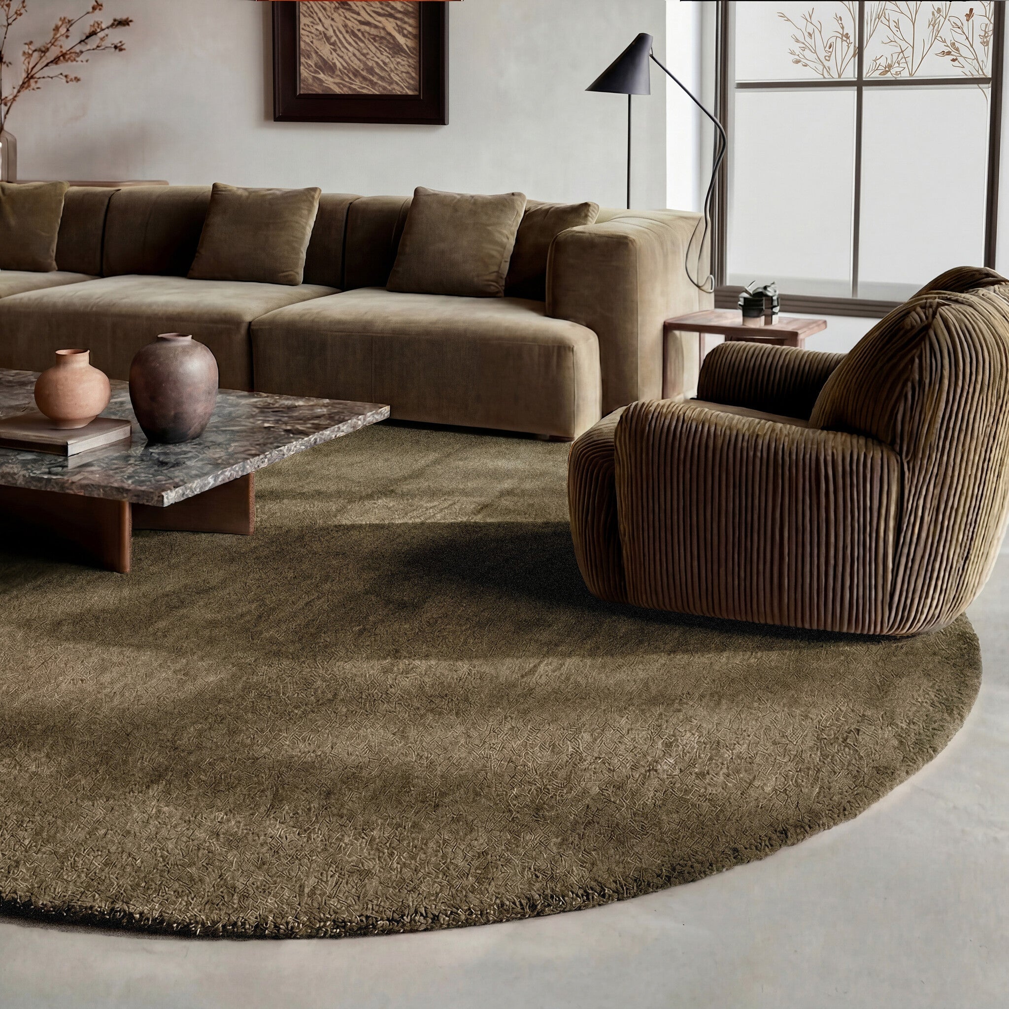 Round wool rug - Leone Green