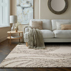 Abstract floor rug - Maceo Swirl Cream/Brown