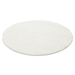Round High-Pile Rug - Life Cream/White