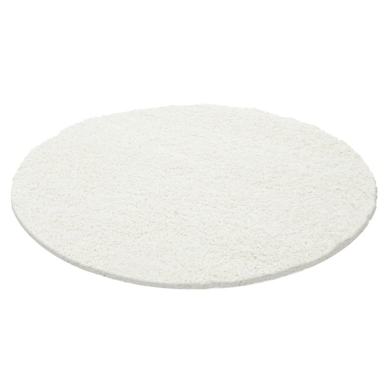 Round High-Pile Rug - Life Cream/White