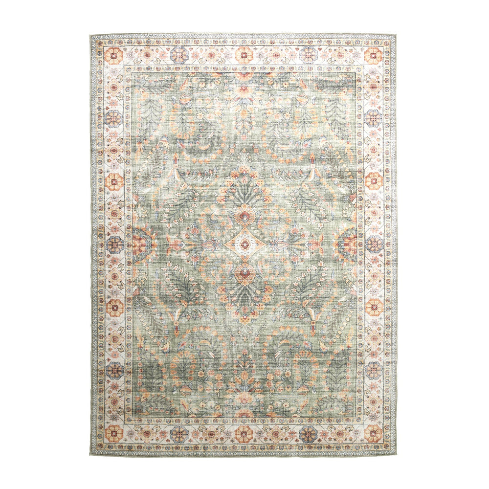 Vintage Outdoor Rug - Santo Flora Olive Green