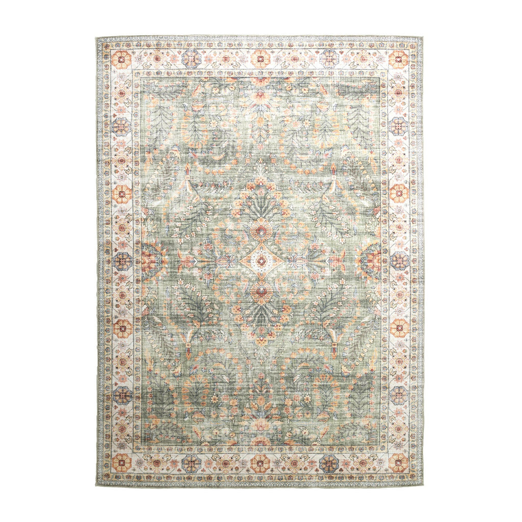 Vintage Outdoor Rug - Santo Flora Olive Green