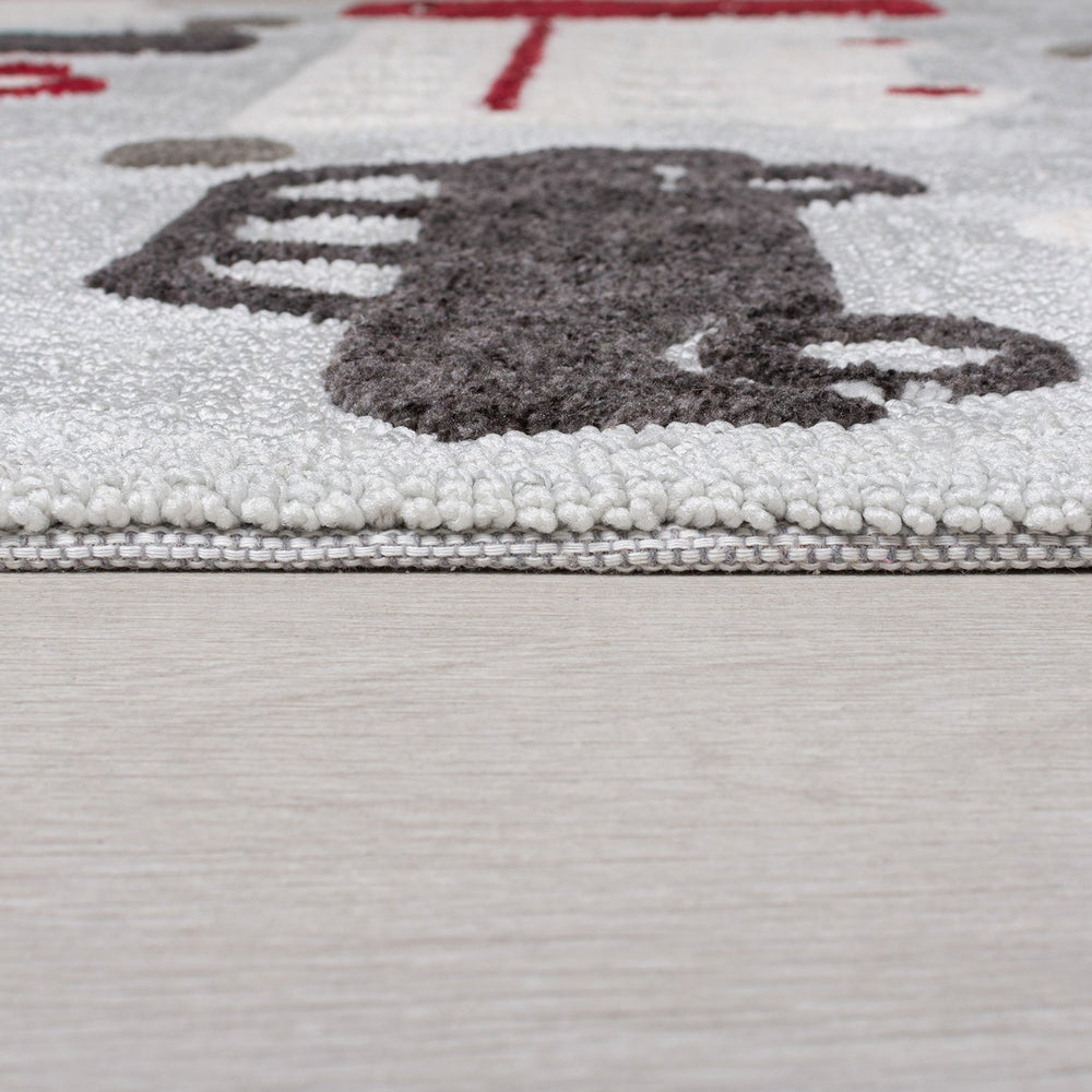 Children's floor rug - Zesto City Grey/Red