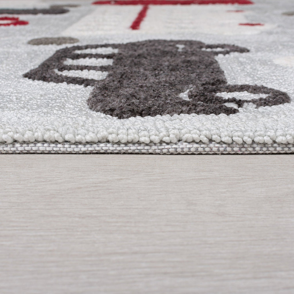 Children's floor rug - Zesto City Grey/Red