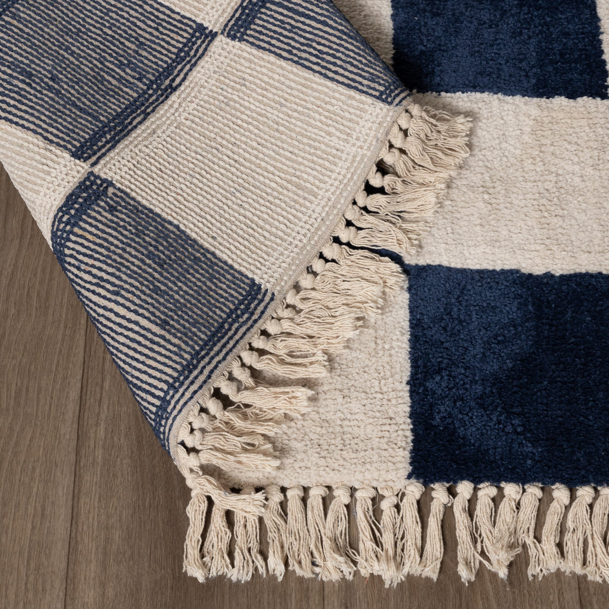 Checkerboard Rug - Blox Fringe Blue