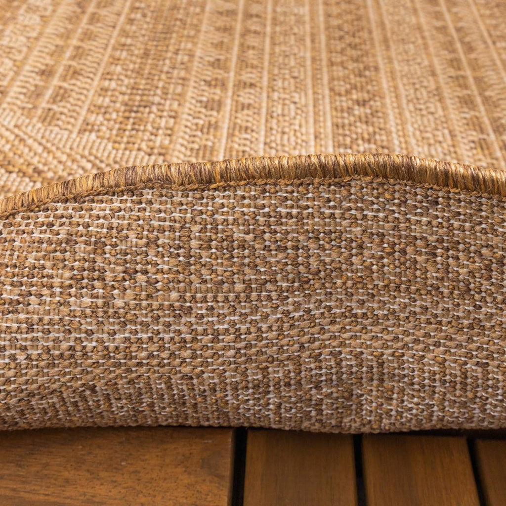 Round Jute Outdoor Rug - Mavi Stripes Cream/Brown