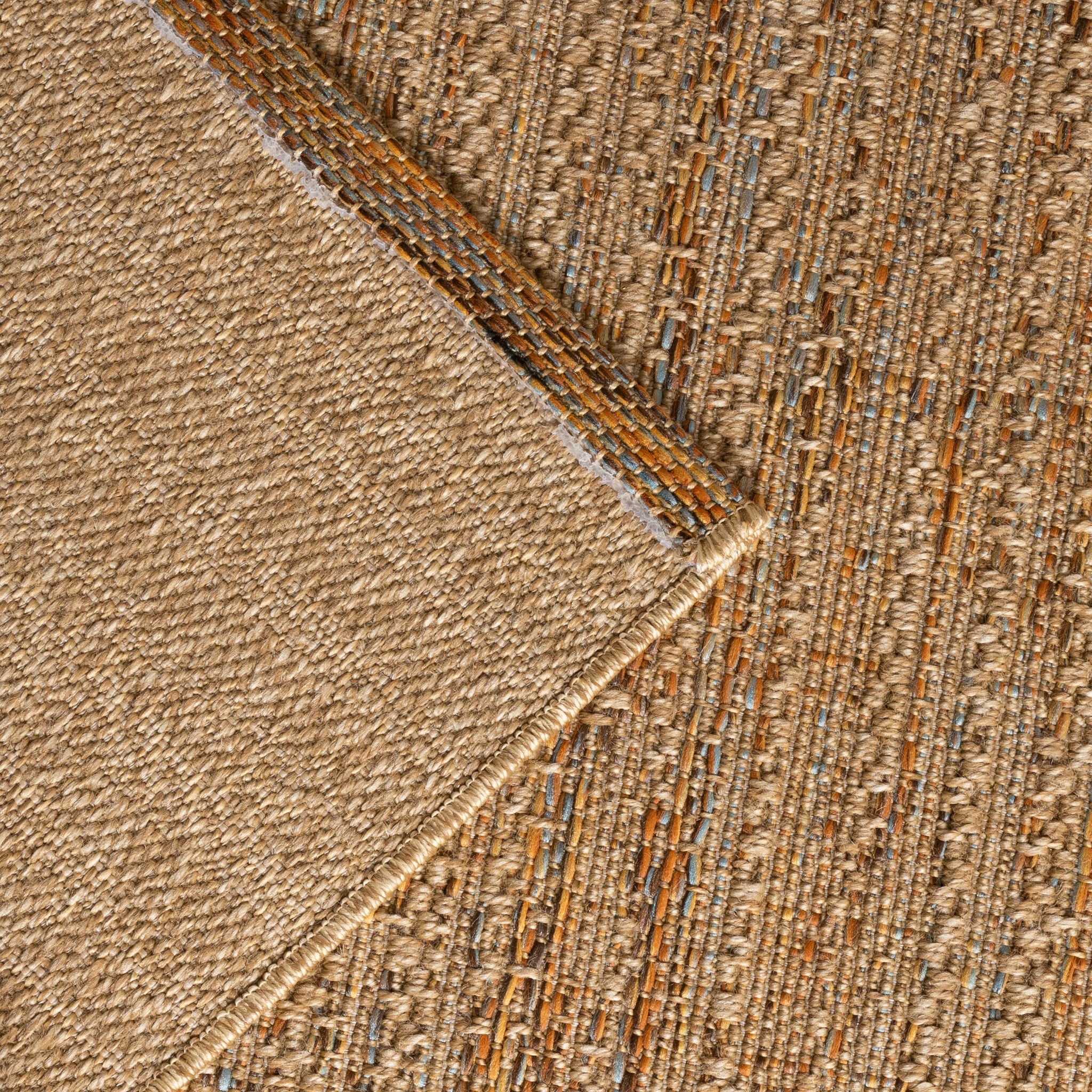 Jute Outdoor Rug - Daisy Lines Multicolour