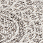 Round Outdoor Rug - Summer Azteca Light Grey