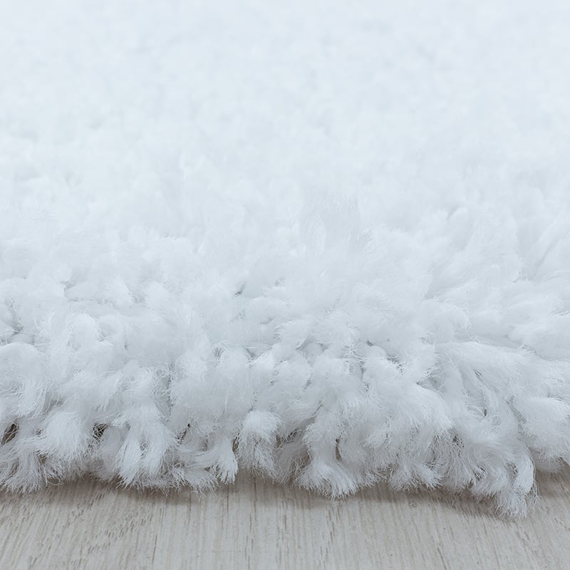 Round high-pile floor rug - Softy White