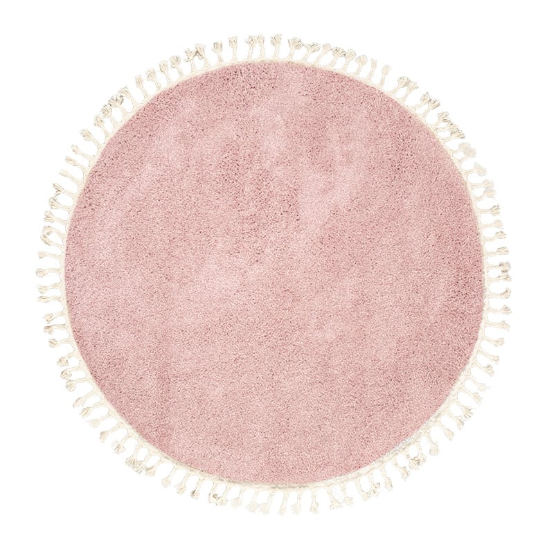 Round High Pile Rug - Lofty Fringe Pink