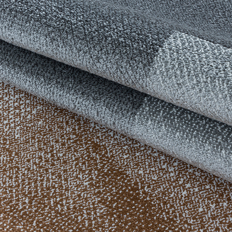 Retro Floor Rug - Stencil Rectangles Brown/Grey