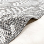 Round Outdoor Rug - Summer Leaves Grey